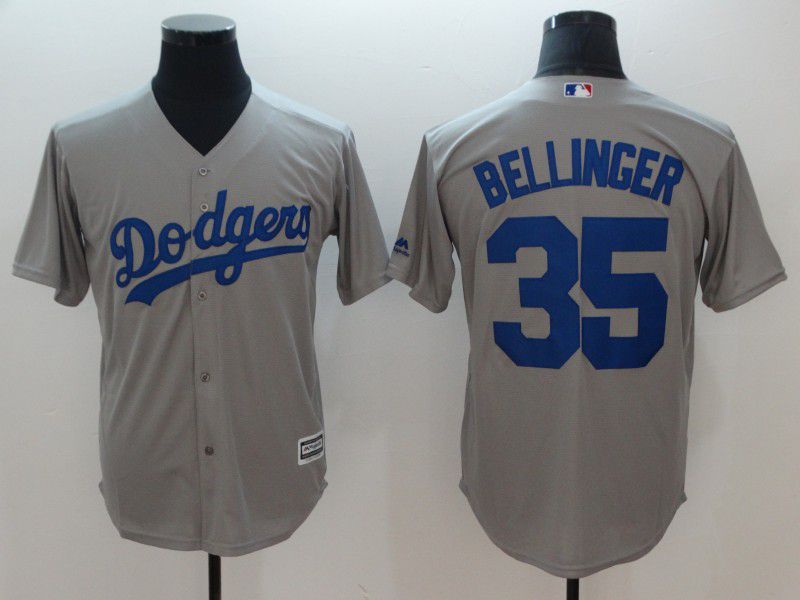 Men Los Angeles Dodgers 35 Bellinger Grey Game MLB Jerseys